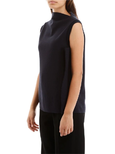 Shop Jil Sander Wool Top In Dark Blue (blue)