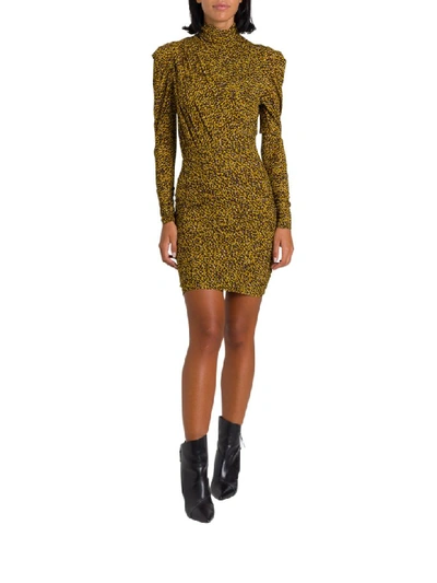 Shop Isabel Marant Jisola Animal Printed Mindress With Draping In Giallo