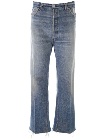 Shop Re/done High Rise Wide Leg Crop Jeans In Indigo (blue)