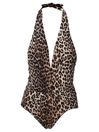 Shop Ganni Leopard Print Swimsuit