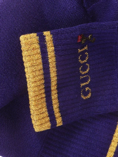 Shop Gucci Shiny Pong Socks In Violet/yellow