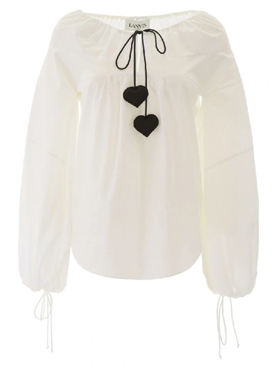 Shop Lanvin Blouse With Drawstring In White (white)