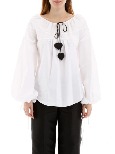 Shop Lanvin Blouse With Drawstring In White (white)