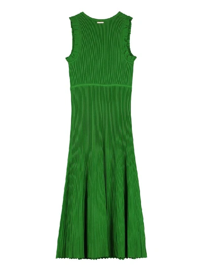 Shop Michael Kors Ribbed Knit Dress In Green