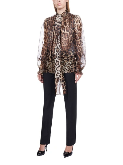 Shop Dolce & Gabbana Leopard Print Silk Shirt In Leo New