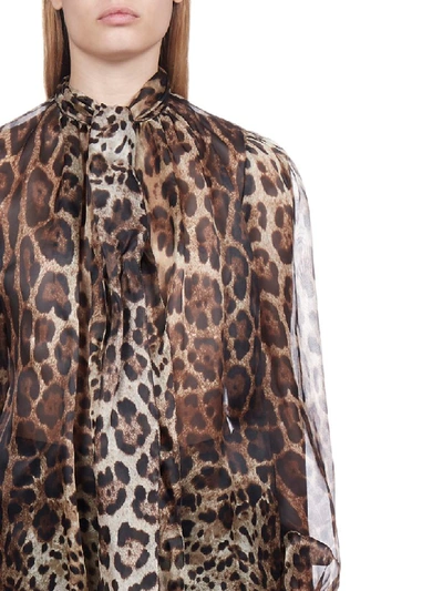 Shop Dolce & Gabbana Leopard Print Silk Shirt In Leo New