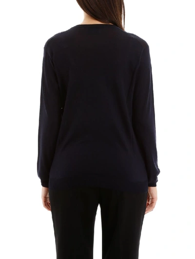 Shop Prada Crew Neck Pull In Bleu (blue)