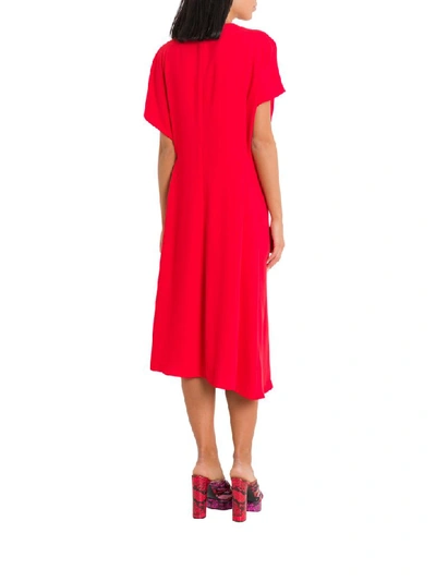 Shop Kenzo Gathered Asymmetric Dress In Rosso