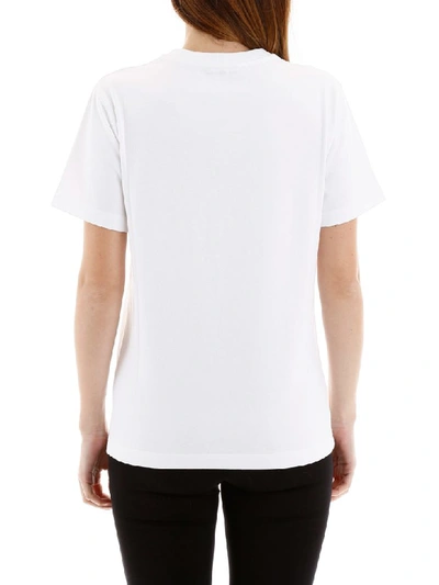 Shop Paco Rabanne T-shirt With Logo On One Shoulder In White Black (white)