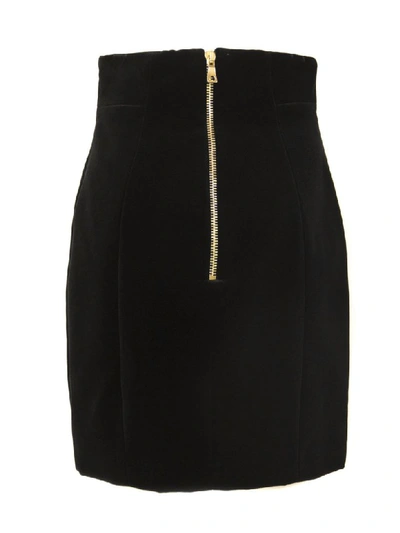 Shop Balmain Black Velvet Skirt In Nero