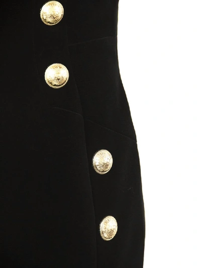 Shop Balmain Black Velvet Skirt In Nero