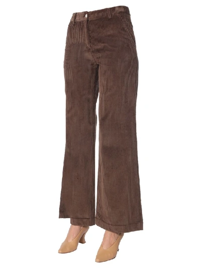 Shop Jejia Ribbed Velvet Pants In Marrone