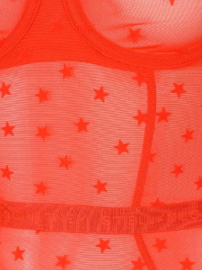 Shop Stella Mccartney Star Motif Sheer Body In Red