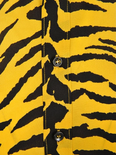 Shop Saint Laurent Silk Zebra Stripes Shirt In Yeallow Tiger Print