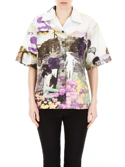 Shop Prada Printed Bowling Shirt In Albino (purple)