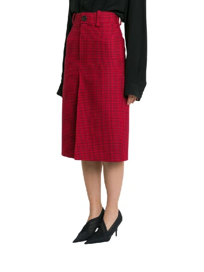 Shop Balenciaga Houndsthooth Skirt In Rosso