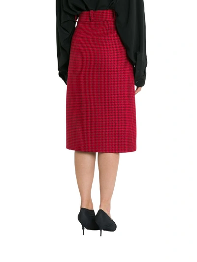 Shop Balenciaga Houndsthooth Skirt In Rosso