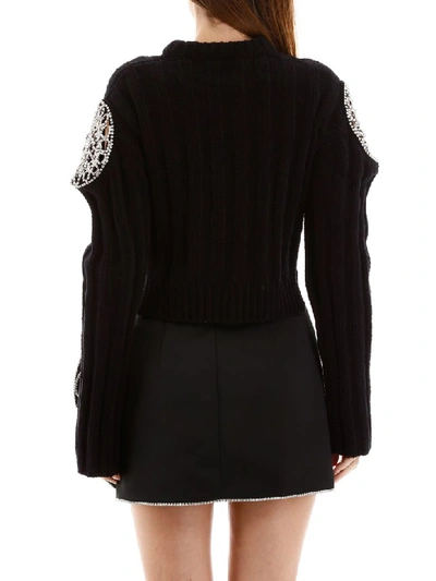 Shop Area Cropped Pullover With Crystals In Black (black)