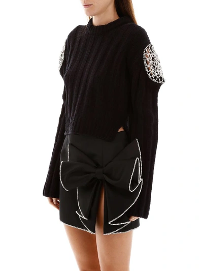 Shop Area Cropped Pullover With Crystals In Black (black)