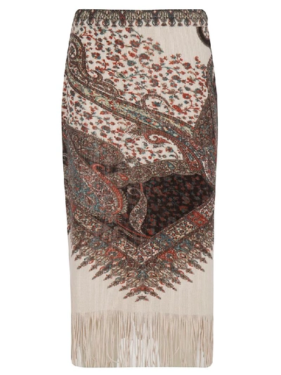 Shop Etro Paisley Knit Skirt In Off-white/multicolor