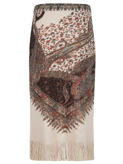Shop Etro Paisley Knit Skirt In Off-white/multicolor