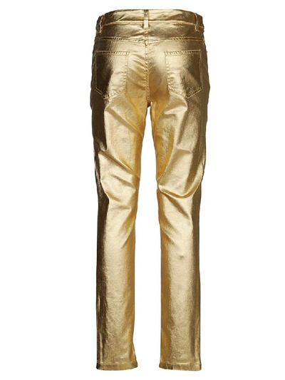 Shop Moschino Gold Skinny Pants