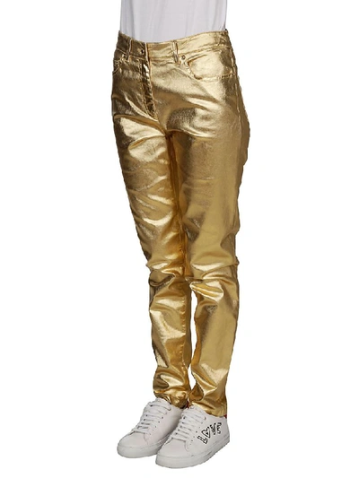 Shop Moschino Gold Skinny Pants