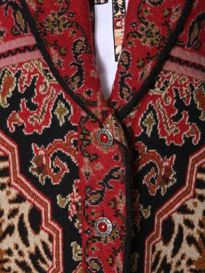 Shop Etro Jacquard Sweater Coat In Multicolor