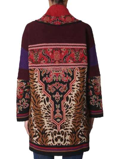 Shop Etro Jacquard Sweater Coat In Multicolor