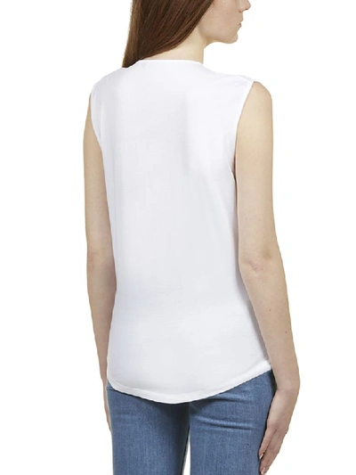 Shop Balmain Logo Print Tank Top In Bianco Argento