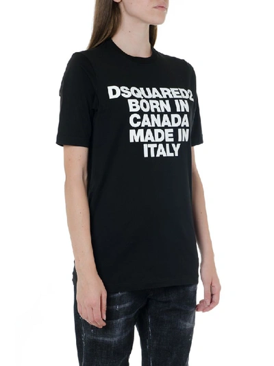 Shop Dsquared2 Born In Canada Black Cotton T-shirt