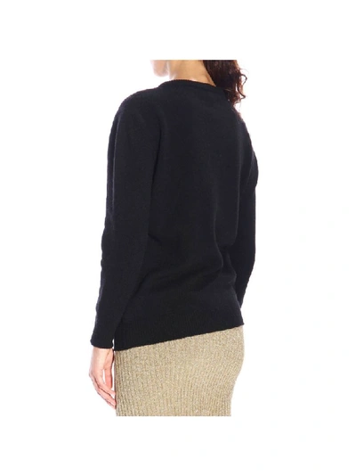 Shop Alberta Ferretti Crew-neck Pullover With Lurex Embroidery Help Me In Black