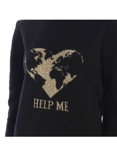 Shop Alberta Ferretti Crew-neck Pullover With Lurex Embroidery Help Me In Black