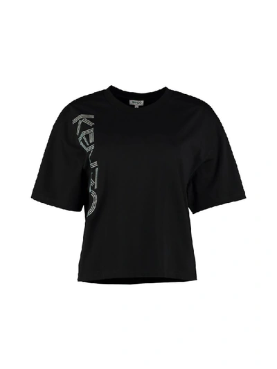 Shop Kenzo Logo Print Cotton T-shirt In Black