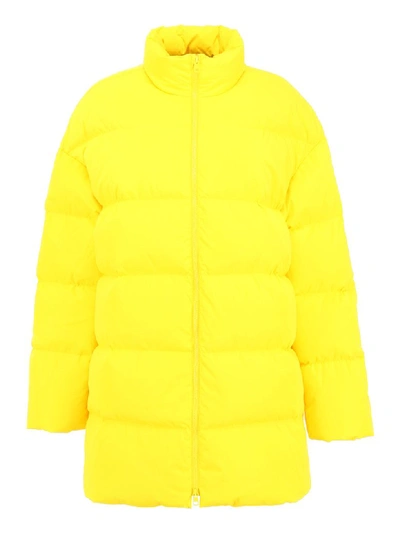 Calvin Klein Maxi Puffer Jacket With Logo In Yellow Yellow Flag | ModeSens