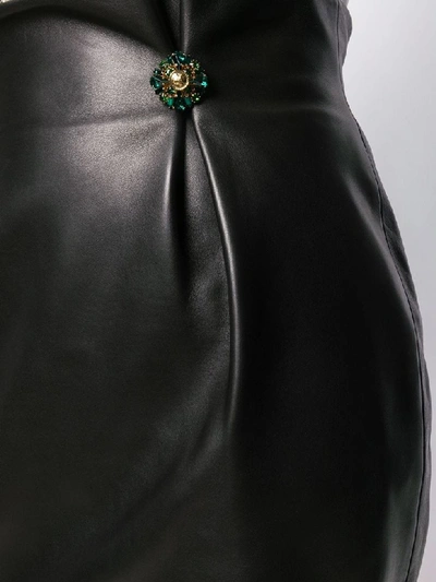 Shop Versace Leather Skirt In Nero