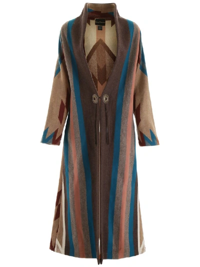 Shop Jessie Western Blanket Coat In Multicolor (brown)