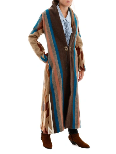 Shop Jessie Western Blanket Coat In Multicolor (brown)