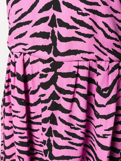 Shop Saint Laurent Zebra Print Dress In Bubble Noir
