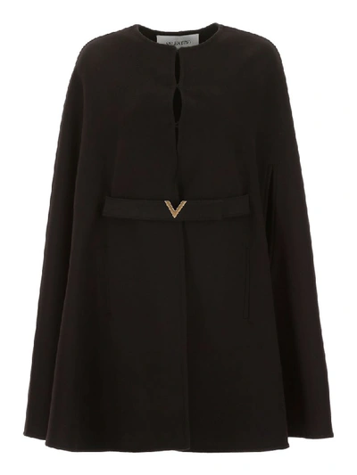Shop Valentino V Gold Cape In Black