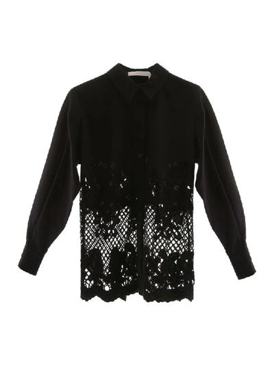 Shop See By Chloé Shirt With Floral Embroidery In Black (black)