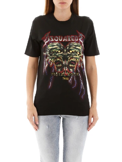 Shop Dsquared2 Crystal Metal Rock T-shirt In Black (black)