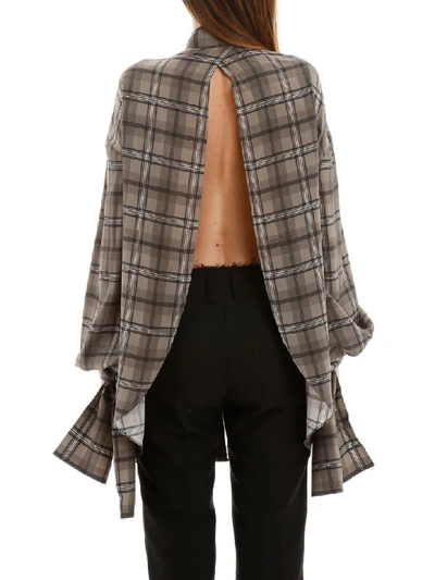 Shop Rokh Open Back Shirt In Brown Check (grey)