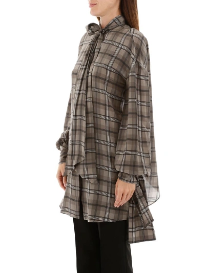 Shop Rokh Open Back Shirt In Brown Check (grey)
