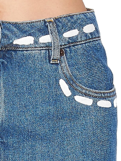 Shop Moschino Stitching Skirt In Blue
