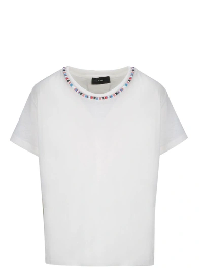 Shop Alanui Bead-embellished T-shirt In White