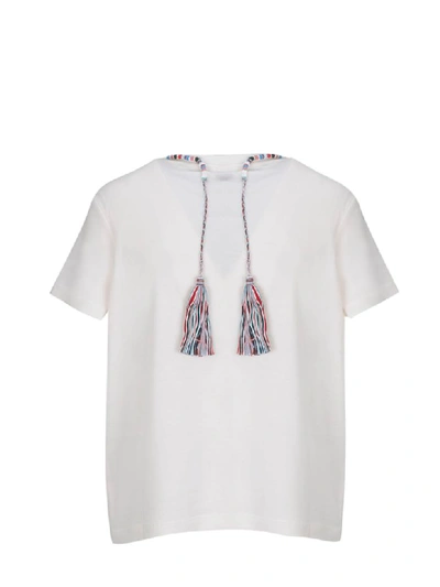 Shop Alanui Bead-embellished T-shirt In White