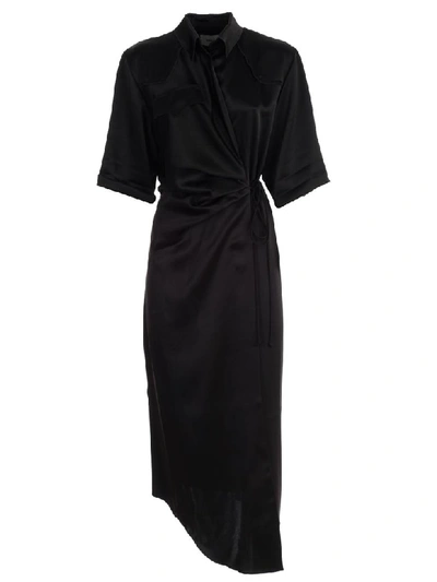 Shop Nanushka Dress 3/4s Satin In Black