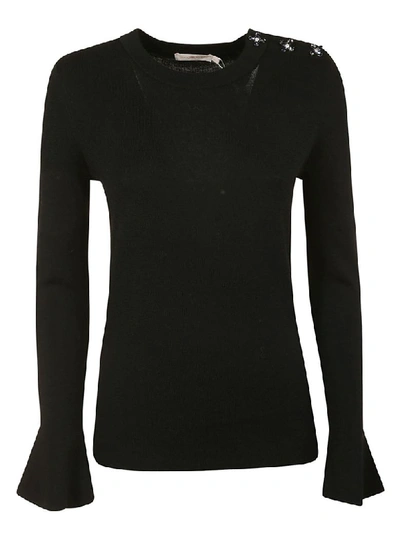 Shop Tory Burch Bijoux Button Sweater In Black