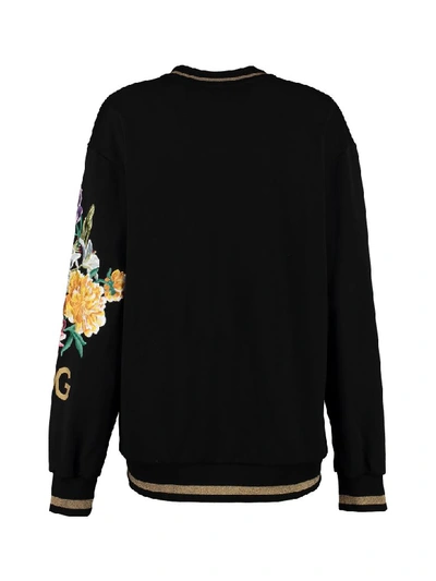 Shop Dolce & Gabbana Patch Detail Crew-neck Sweatshirt In Black